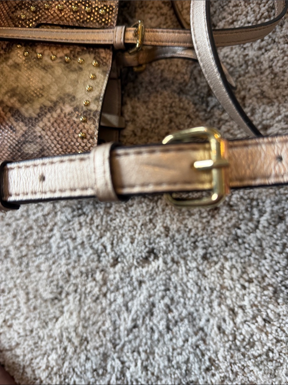 Calvin Klein Snake-Print Studded Tote Bag in Beige and Brown - Picture 11 of 12